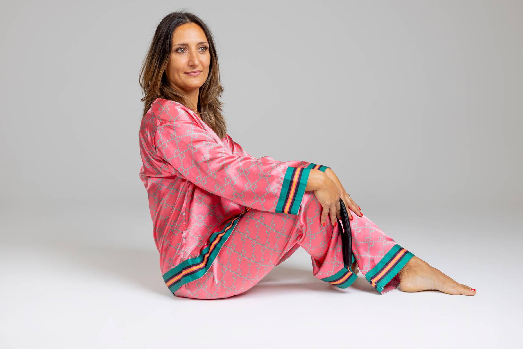 Faux Silk Long Sleeve Pyjamas Set