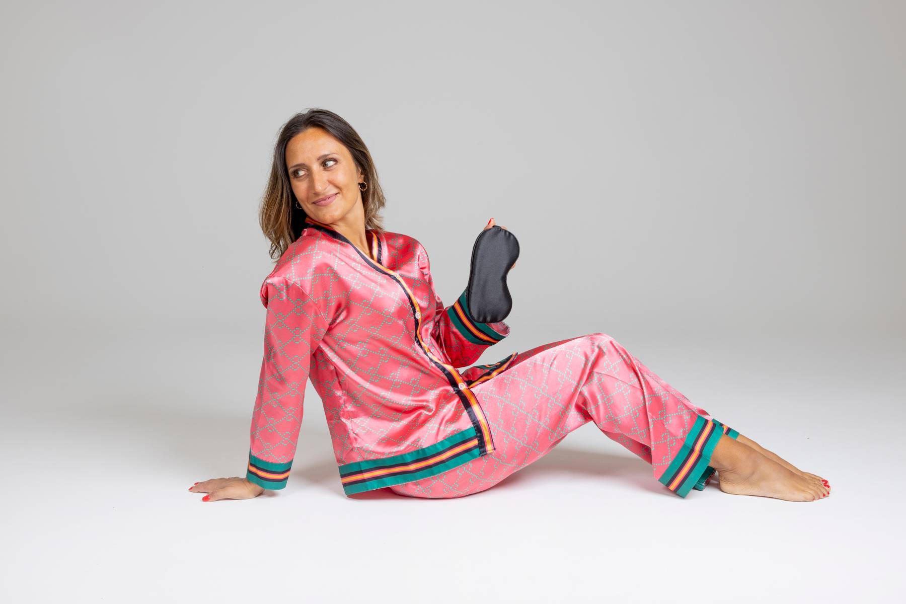 Faux Silk Long Sleeve Pyjamas Set