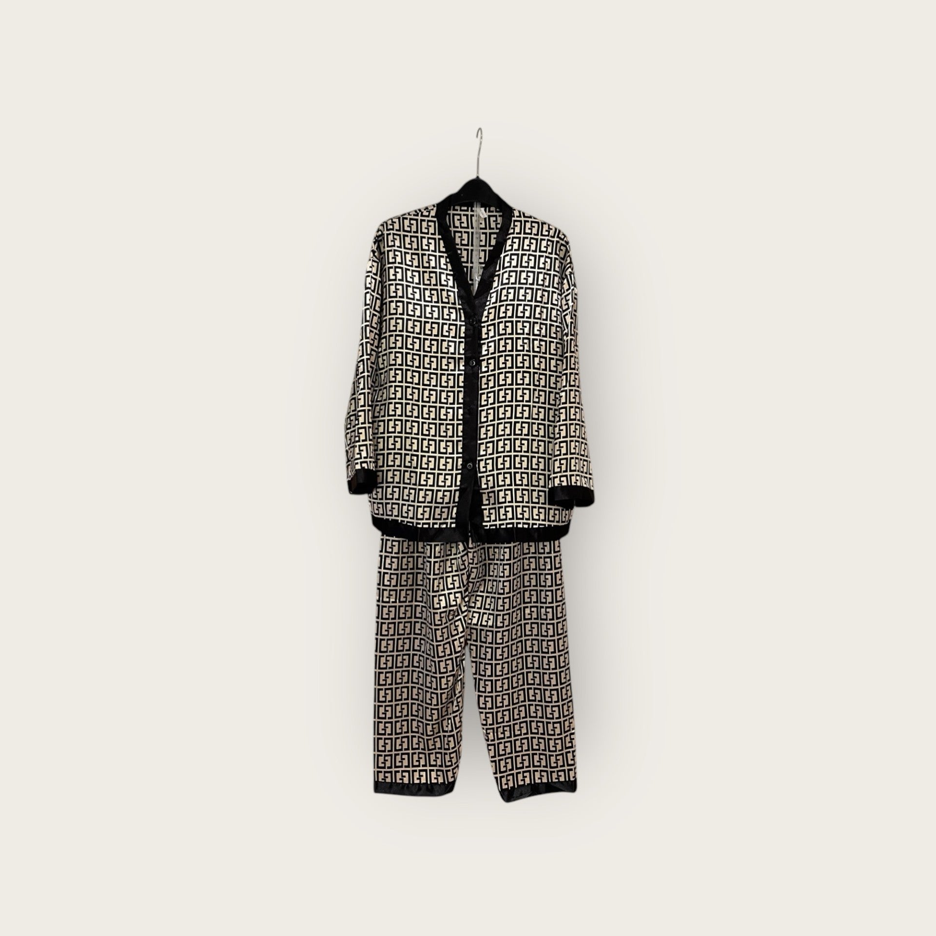 Faux Silk  Long Sleeve Pyjamas Set